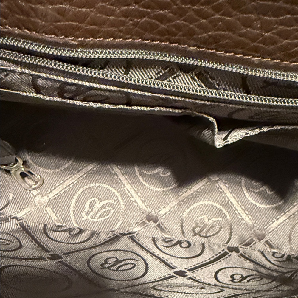 Brighton Dark Brown Croc-Embossed Top Handle Crossbody with Gold Accent - Picture 4 of 6